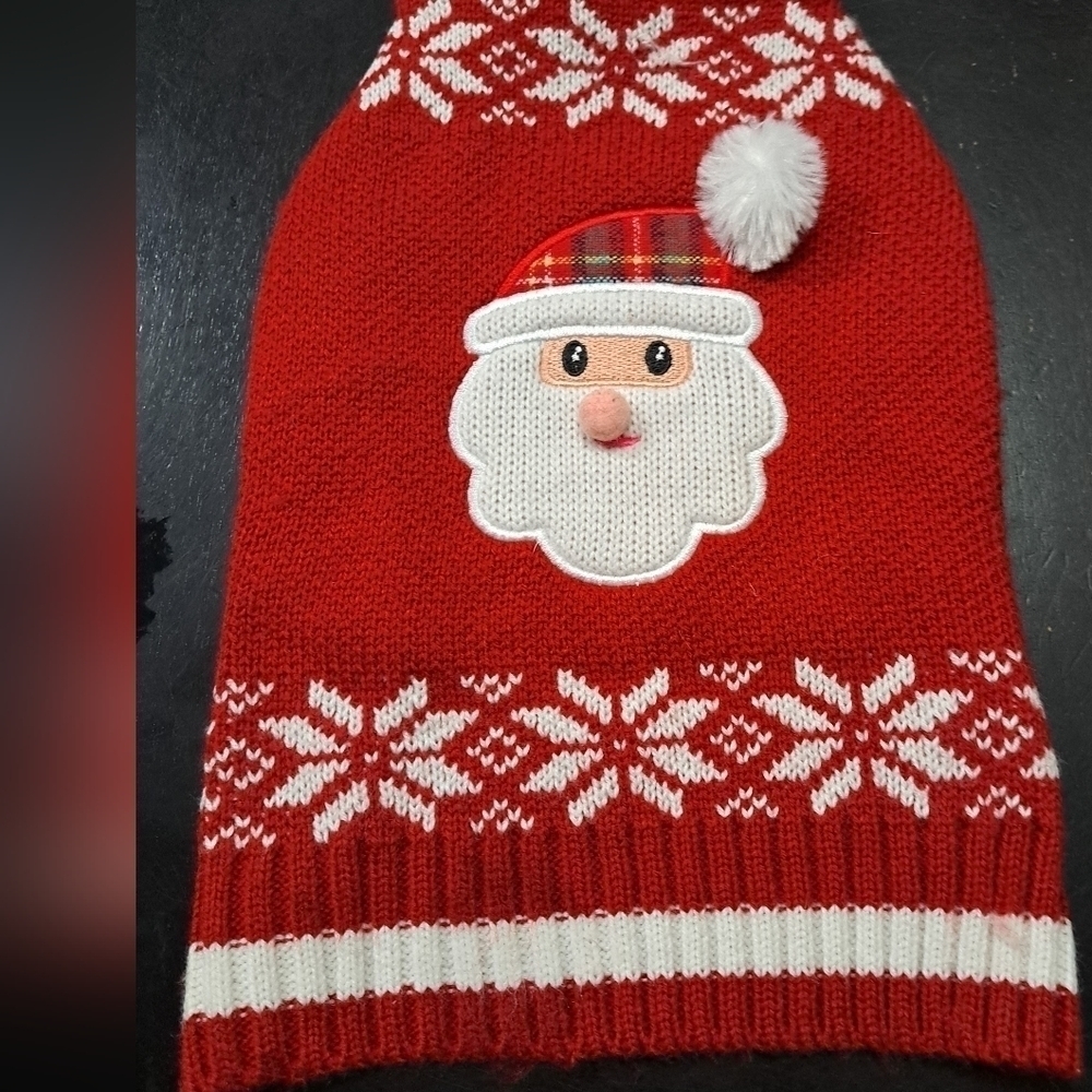 Simply Dog Red Santa Snowflake Sweater      Size S
